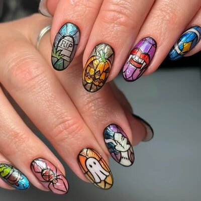 unghie halloween effetto vetro